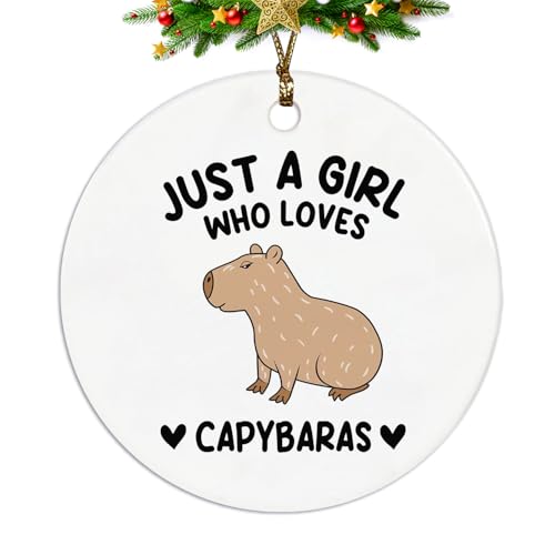 Capybara Ornament, Capybara Ornament, Capybara Gifts, Capybara Tree Decorations, Just a Girl Who Loves Capybaras Ceramic Ornaments, Capybara Decorative Hanging Ornament