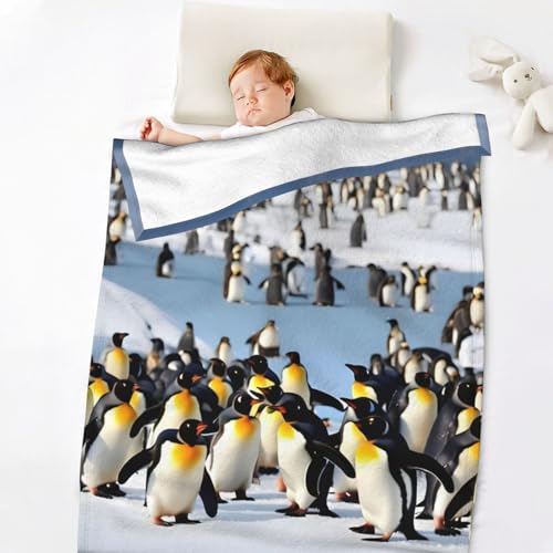 Couverture flanelle pingouin contre le froid du lit et canapé