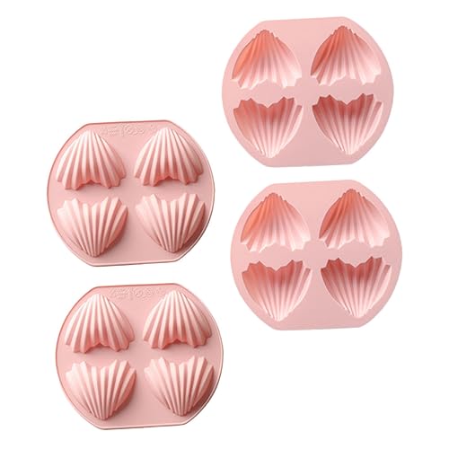 FUNOMOCYA 4Pcs Heart Shape Silicone Molds for Baking Non Stick Cavity Madeleine Molds for Cakes and Desserts for Baking Lovers and