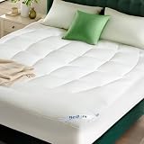 BEDLORE Queen Mattress Topper, Ultra Soft Tencel™ Blend Pillow Top Mattress Pad for Back Pain Relief, 800 GSM Extra Thick and Breathable Cooling Mattress Cover with 6-18 Inch Deep Pocket (White)