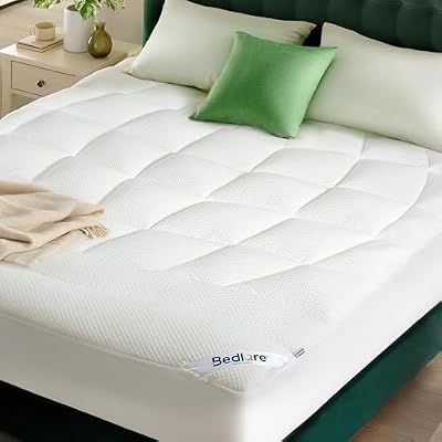 BEDLORE Queen Mattress Topper, Ultra Soft Tencel™ Blend Pillow Top Mattress Pad for Back Pain Relief, 800 GSM Extra Thick and Breathable Cooling Mattress Cover with 6-18 Inch Deep Pocket (White)