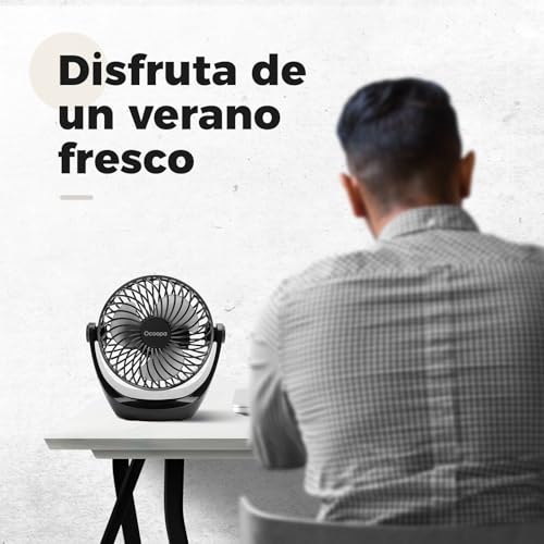 Miniatura 8 de Ocoopa Ventilador De Escritorio, Ventilador Pequeño Con Aire Potente Y Funcionamiento Silencioso, Velocidad Ajustable, Cabezal Giratorio De 360 , Ventilador Portátil Para Dormitorio, Oficina, Domair