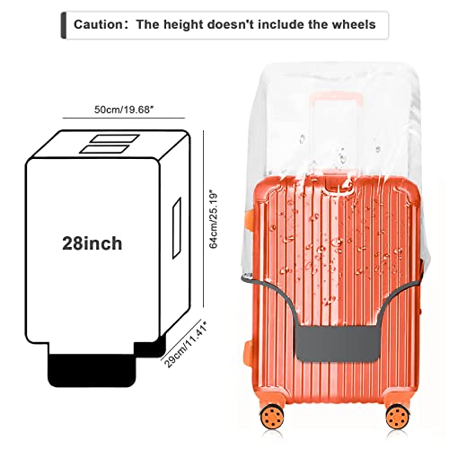 Image of 20 24 28 30 Inch Clear Suitcase Luggage Protector Cover Tsa Approved Waterproof PVC Thicken Transparent Full Clear Suitcase Protector Cover Travel Case 3 Pieces Set, Full Clear, L (28-29