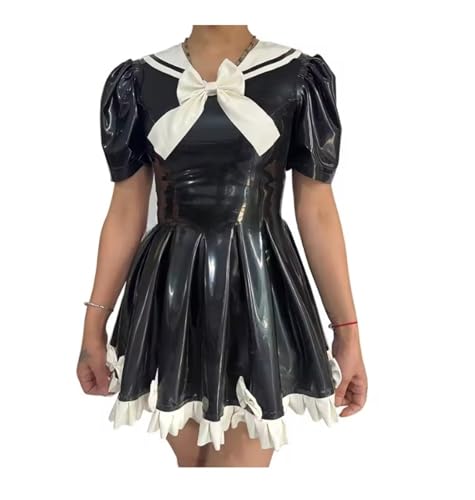 Robe en latex 100% naturel uniforme de soubrette noire sur mesure