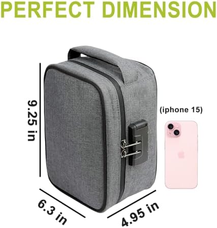 Large Waterproof Travel Bag Box with Combination Lock, Lunch Bag Box, Portable Travel Storage Case, Medicine Lock Container, Includes 5 Resealable Ziplock Bags Accessories