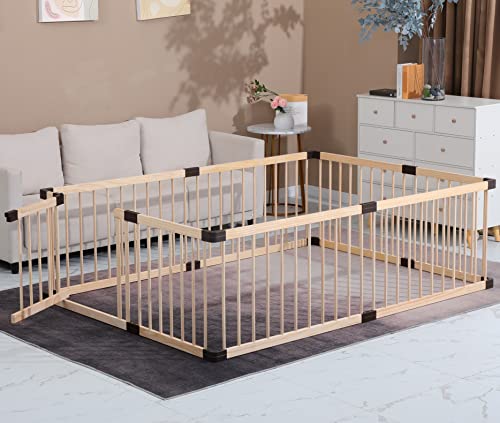 Image of Wooden Baby Playpen for Toddlers - Activity Center, Play Fence, Yard - 79x71 Inches (180x200CM)