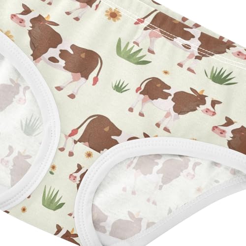 Wusikd Brown White Cow Girls' Underwear Cotton Grass Girls Briefs Soft Toddler Underwear 2T4