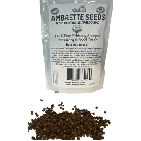 Ambrette Seed, Musk Scent Abelmoschus Moschatus Vegan Botanical Natural Cruelty Free Deer Musk Grind Seed to Release Aroma 8 oz Cover