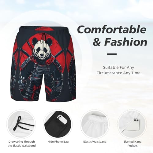 Red Black Eastern Panda Warrior Funny Men's Swim Trunks Board Shorts Quick Dry- 5