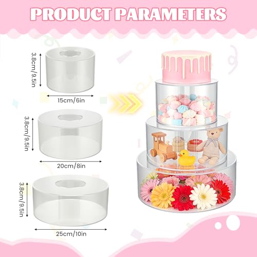 Présentoir à gâteau 3 étages acrylique transparent avec boîte remplissable LED