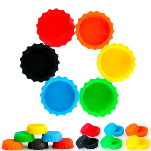 Color Tapas de Botellas,24 Pcs Reutilizables Tapones de Vino Silicona Tapón para Botellas de Cerveza Tapon Botellas Cristal Para Vino,Champán,Cerveza,Bebidas Carbonatadas,Sellando Frescura (6 Colors)