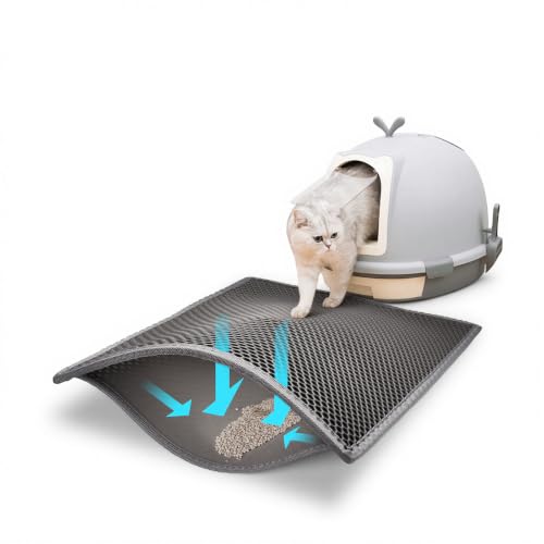 Pieviev Katzenklo Matte, Katzenstreu Unterleger Wasserdicht, 61x38cm Grau – Ansicht 1