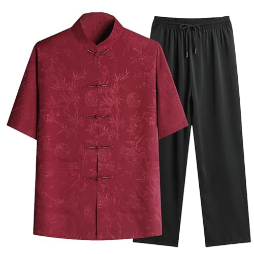 Costume en lin homme coupe chinoise rouge taille XL été