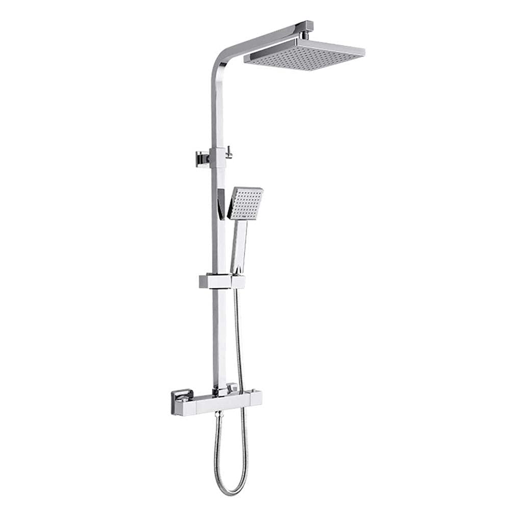 AYCDL Chrome-Plated Thermostatic Shower Mixer Set, Pressurized Rain Shower Head with Anti-Limestone Hand Shower Shower Kits Bathroom Shower System