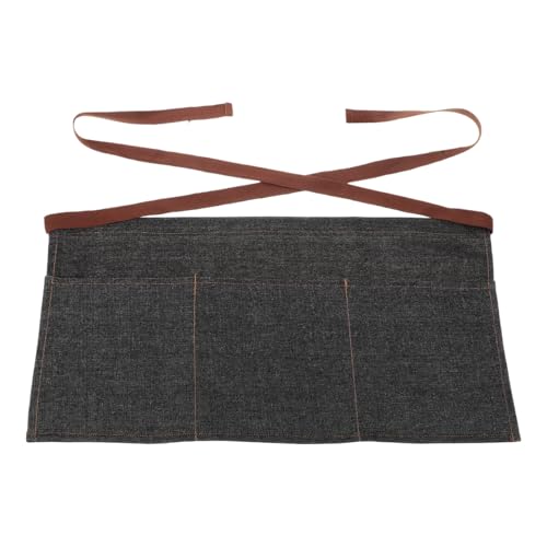 Tablier de cuisine en denim UKCOCO noir demi-tablier serveur pour magasin