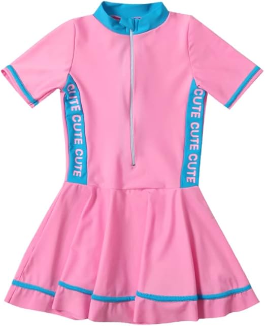 Amazon Lifecode ワンピース水着 スクール水着 スイミングウェア女の子 インナー付き 半袖長袖 ラッシュガード キッズ競泳 ガールズ 女児前ジッパー スイムウェア速乾 可愛い 幼稚園 小学校 水泳 かわいい お姫様 プール ビーチ 紫外線カット 水着 通販