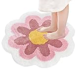 Cididu Cute Bath Mat Flower Shaped, Ultra Soft Bathroom Rugs Valentine's Day Gift, 24 x 24 in Machine Washable Floral Water Absorbent Bath Rug, Non Slip Bathroom Mat for Bathtub Bedroom