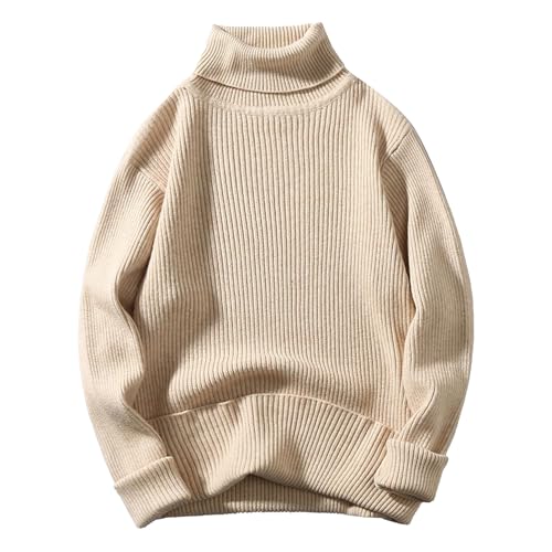 Maiyifu-GJ Men's Slim Fit Turtleneck Sweaters Long Sleeve Thermal Knitted Pullover Sweater Lightweight Casual Basic Tops