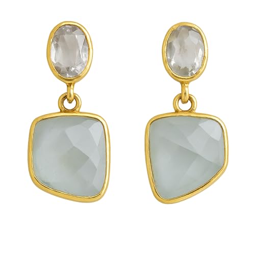 Boucles d'oreilles aigue-marine en argent 925 plaqué or