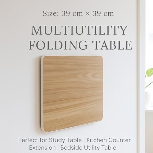 Image of Heartily 15.3 * 15.3 Inch Wall Mounted Folding Table | Compact Multipurpose Foldable Table with Strong Metal Bracket | 17 mm Thick | Study, Kitchen, Bedside, Utility Use (15.3 * 15.3 inches)