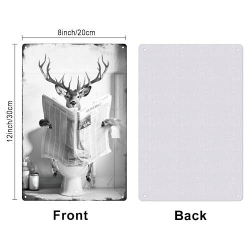 SUPERDANT Deer Reads Newspaper Metal Sign, 30x20cm/11.8x7.8in, Humor Theme, Wall Mount, Decorative Sign for Bathroom Toilet, Bedroom - Image 2