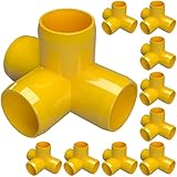FORMUFIT F0124WT-YE-10 4-Way Tee PVC Fitting, Furniture Grade, 1/2