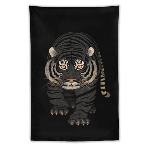 Tenture tigre noir 152 cm pour habiller un mur vide de salon facilement