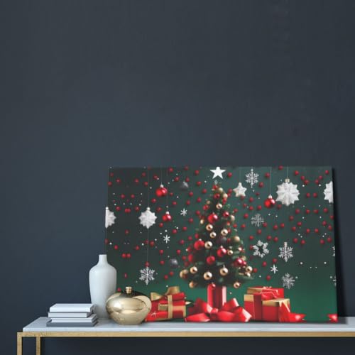 Toile murale moderne sapin de Noël prête à suspendre sans effort