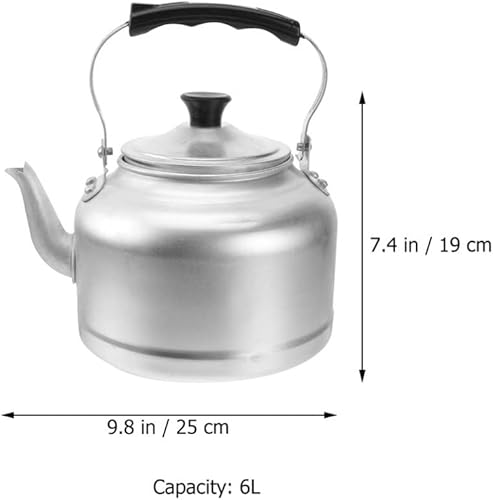 Miniatura 6 de CALLARON Estufa de camping, tetera silbante, tetera de aluminio, 6 litros, tetera para acampar al aire libre, tetera para café, tetera Makgeolli,