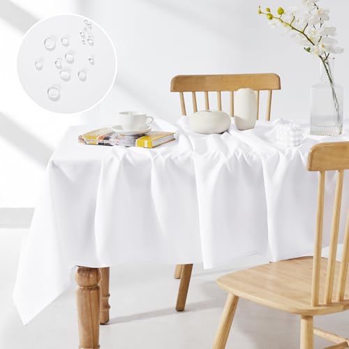 Deconovo Mantel Antimanchas para Mesa Rectangular Cocina Comedor Picnic Festival 1 Pieza 130x280cm Blanco
