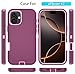 ouyncase Compatible with iPhone 17 Case with HD Screen Protector, Heavy Duty Shockproof & DustProof & Dropproof 3-Layer Cover for iPhone 17 Case,WineRedPink