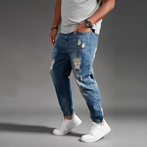 Men's Ripped Jogger Jeans Distressed Denim Harem Pants Plus Size2