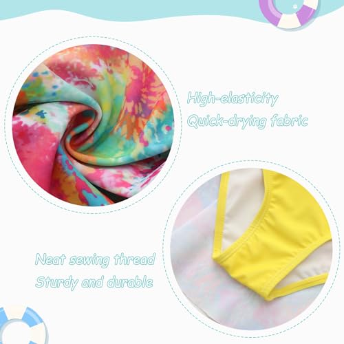 Image of Girls One Piece Swimsuits Short Sleeve Swim Dress for Girls Hawaiian Skirted Bathing Suit Summer Swimwear 3-16 Years