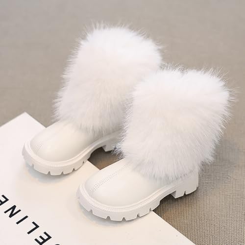 Girls' Waterproof Winter Ankle Boots Low Heel Zipper Chelsea Booties Fur-Lined, Warm Comfortable Snow Boots for Little Kids/Big Kids/Toddler2