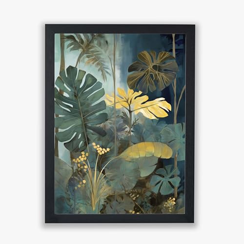 Impression feuille de Monstera déco salon nature Canopy Light II cadre inclus