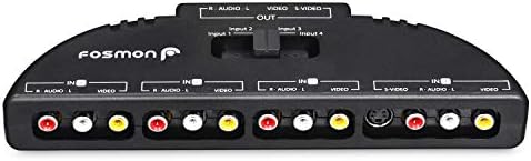Fosmon 4-Way Audio/Video RCA Switch Selector/Splitter Box & AV Patch Cable for Connecting 4 RCA Output Devices to Your TV