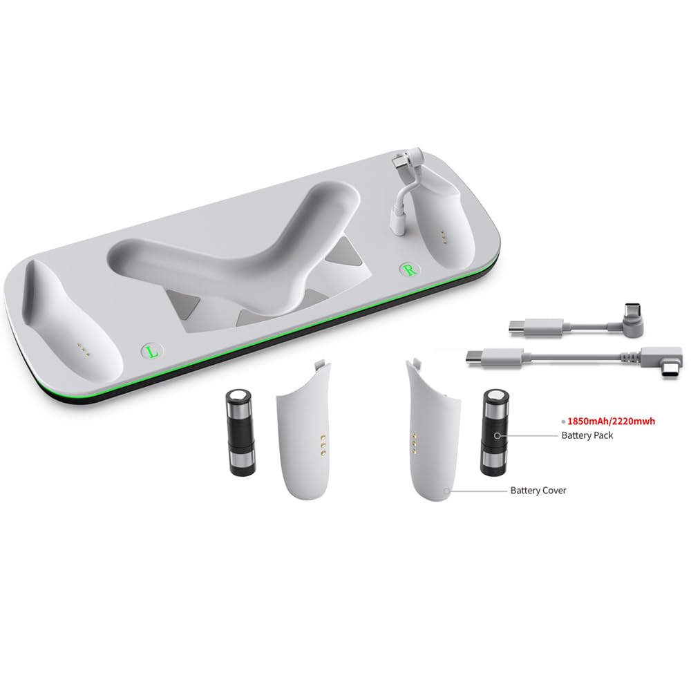 Station d'accueil pour Meta Quest 3S, Station de Charge magnétique pour Quest 3S VR, Charge Rapide pour Le Casque et Les contrôleurs, avec 2 Batteries Rechargeables.