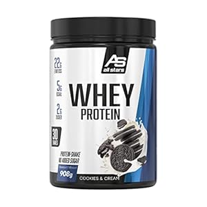 All Stars Whey Proteïne, Cookies & Cream, 1 stuk (1 x 908 g) premium eiwitpoeder met een mengsel van weiproteïne-concentraat en zeer zuiver weiproteïne-isolaat