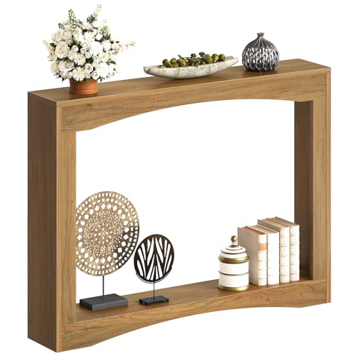 Console étroite 100x15 noyer clair, gain de place YATINEY