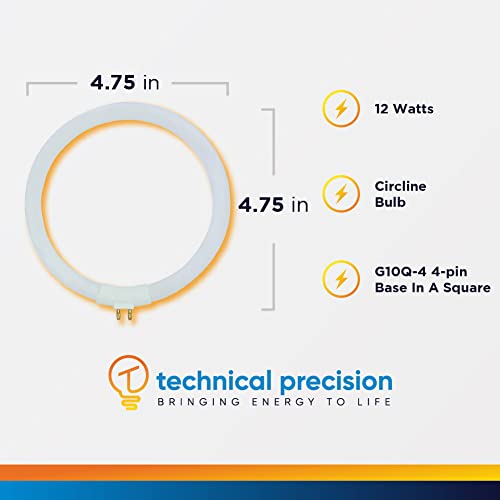 Technical Precision T4 Circular 12W G10Q Fluorescent Bulb Replacement Bulb For Lighted Mirror Victory 6400K Full Spectrum Natural Daylight Circular Tube Light - 4.75 Inch Outside Diameter #TOP1