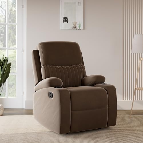 Image of Amazon Brand - Solimo Orleans | Single Seater Sofa Recliner | Manual Recliner (Velvet Brown)
