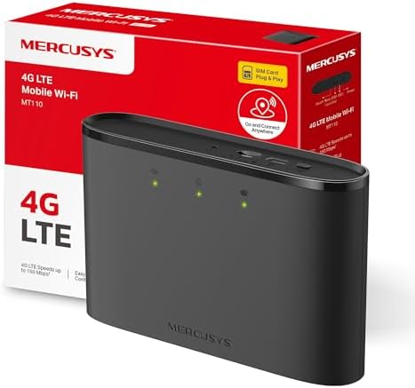 Mercusys MT110 - Router WiFi portátil 4G LTE con SIM, 2100 mAh, c...