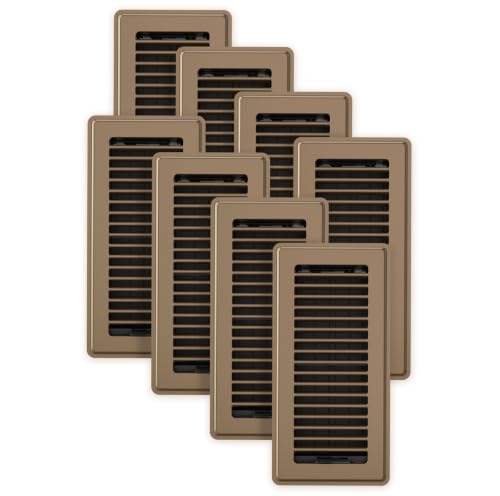 Image of 4 x 10 Floor Register, 8 Pack Brown - Adjustable Vent Covers for Home Floor