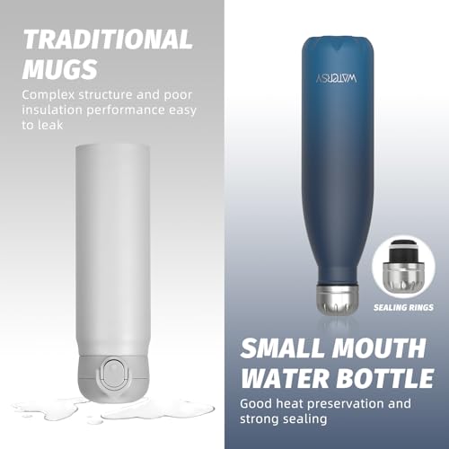 Image of WATERSY Stainless Steel water bottles,17oz /500ml Insulated Water Bottles,Blue Green metal water bottle Keeps Drink Cold and Hot,BPA Free kids water bottles for School,Gym,Travel,Sports