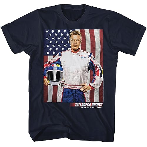 Talladega Nights Movie Ricky Bobby & American Flag Mens Short Sleeve T Shirt Funny Shirts Graphic Tees