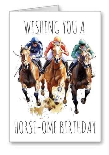 funny horse racing Birthday Card horse racing horses A5 size horseome