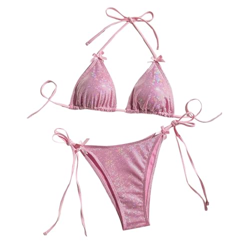 Genérico Bragas Negra De Bikini con Lazo para Playa, Traje de baño para Mujer Bikini Mujer Copa E (S)
