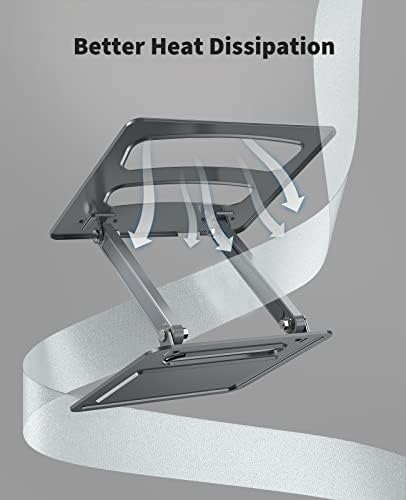 LORYERGO Adjustable Laptop Stand for 10-17 inch Laptops, Ergonomic Laptop Riser, Multi-Height Adjustable with Heat-Vent, Max Weight 8kg, Laptop Stand for Desk, Home, Office, LELR02G, Grey