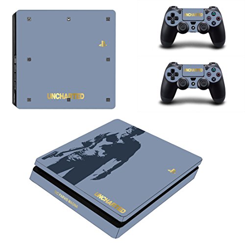 Adventure Games - PS4 SLIM - Uncharted, Limited Edition - Playstation 4 Vinyl Console Skin Decal Sticker + 2 Controller Skins Set