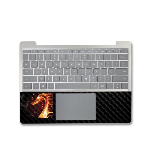 Image of MightySkins Carbon Fiber Skin Compatible with Microsoft Surface Laptop Go 3 (2023) Full Wrap Kit - Flaming Dragon | Protective Durable Textured Carbon Fiber Finish | Made in The USA